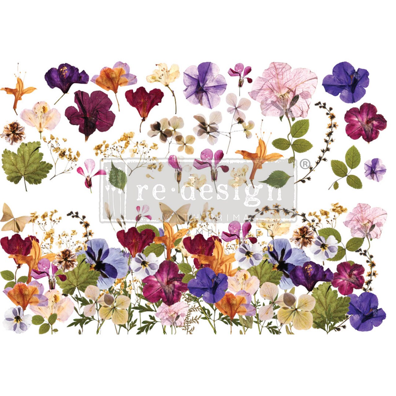 Decor Transfers® - Pressed Flowers - total sheet size 24"x35", cut into 2 sheets